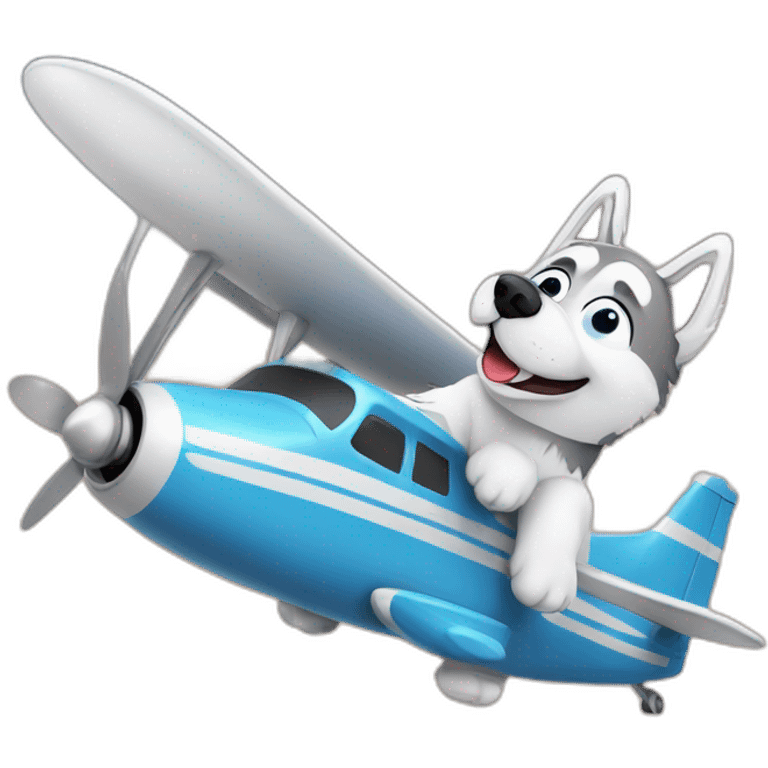 siberian Husky flying an airplane emoji