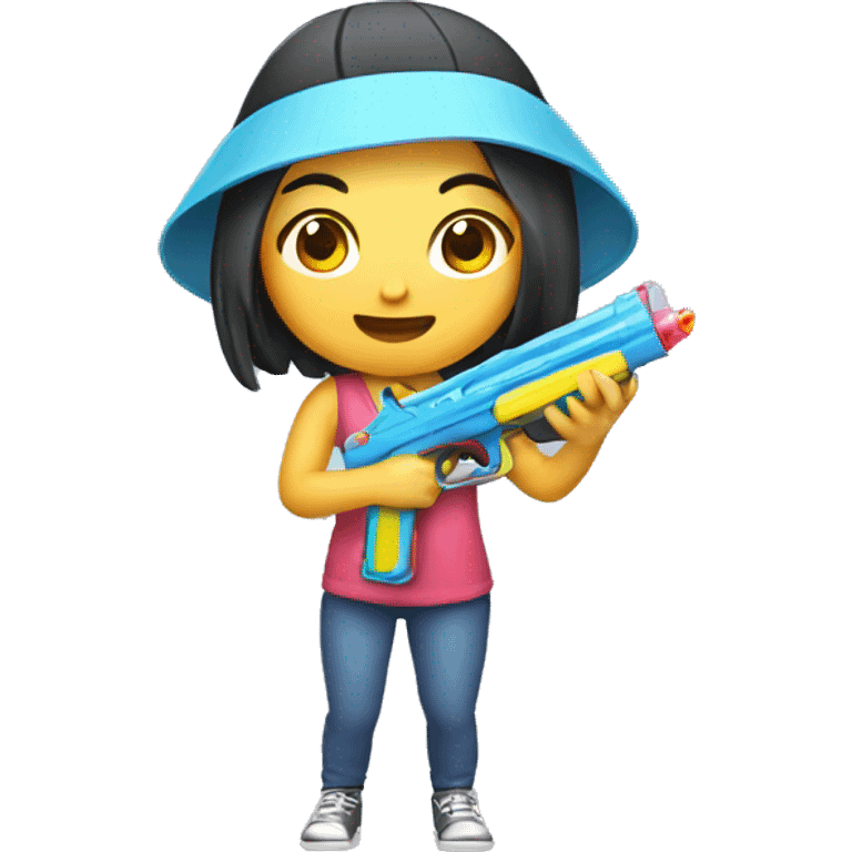 Asian girl holding water gun emoji