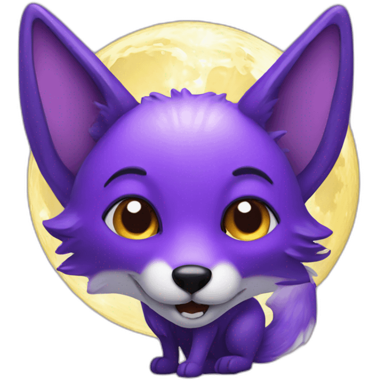 Purple fly fox and moon emoji