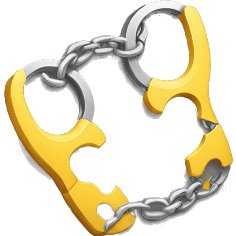 broken with yellow hint handcuffs emoji