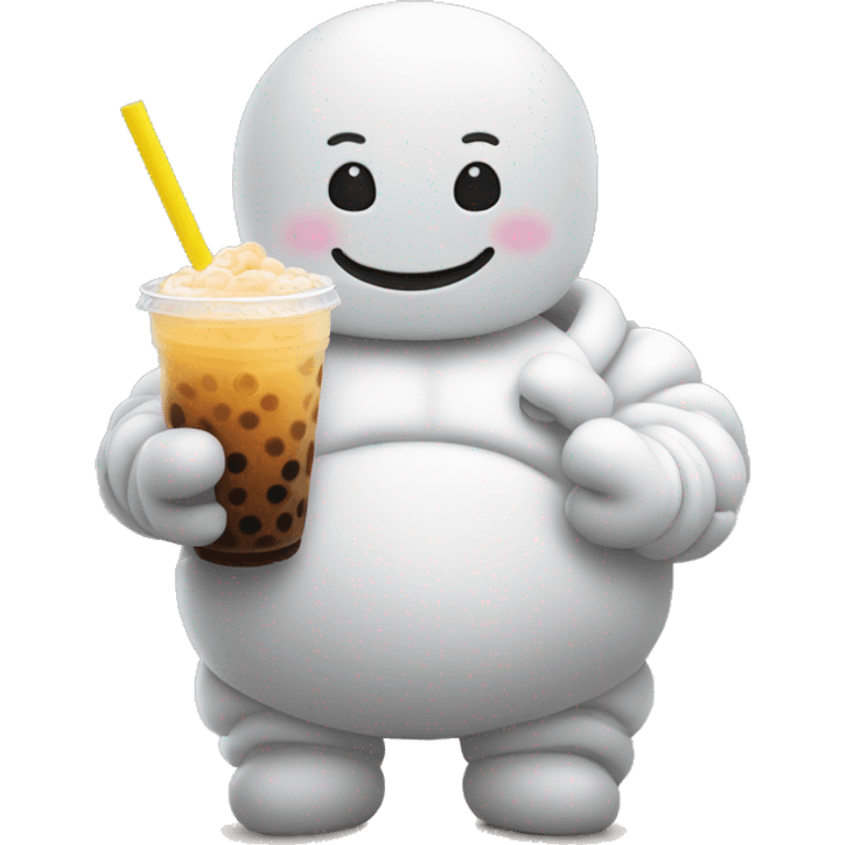 michelin man with boba tea emoji