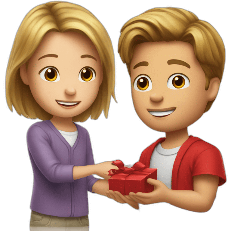 brad pitt giving a red present to a young student emoji