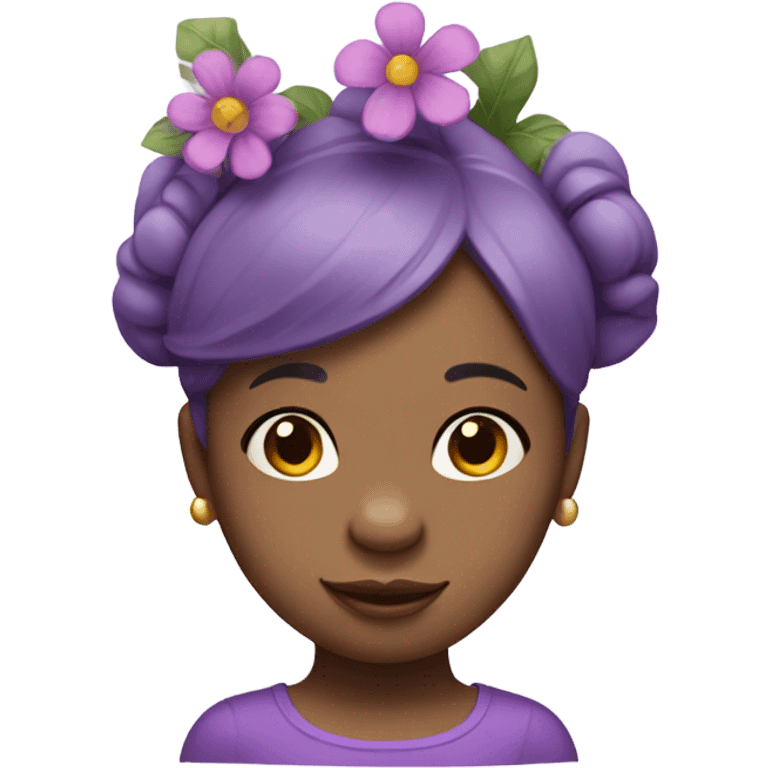 purple hippo girl with a flower on her head emoji