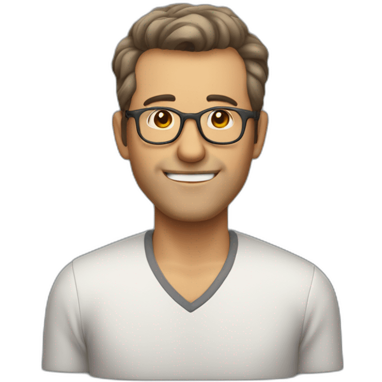 mature man with short brown hair combed back, no mustache and wearing glasses emoji