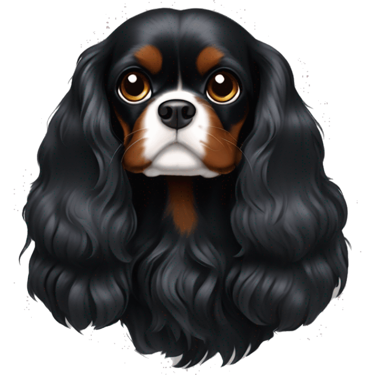 black Cavalier King Charles spaniel. No white or brown coloring on it emoji