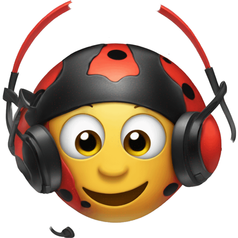 Ladybug wearing a gaming headset emoji