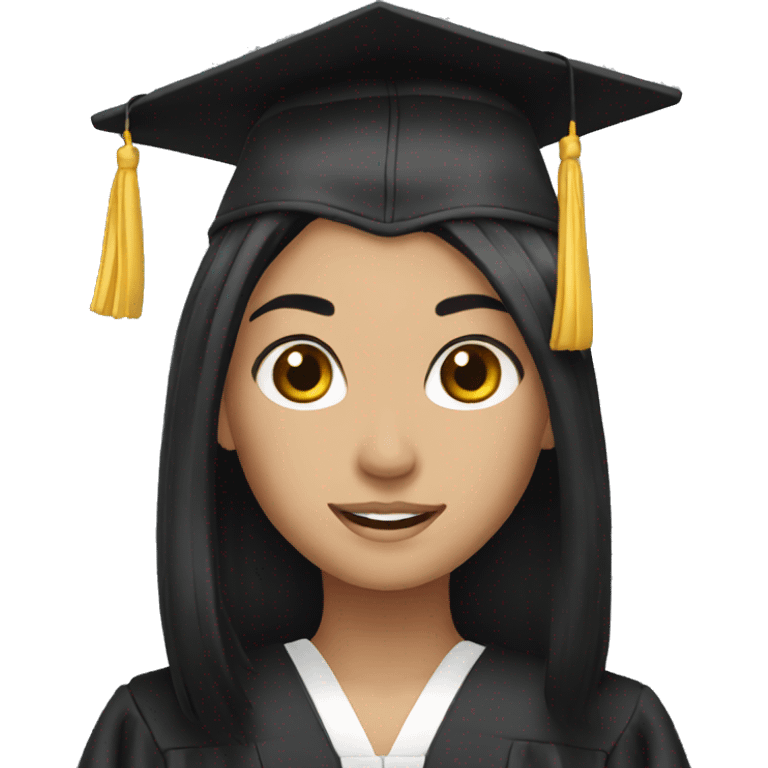 graduation long black hair emoji