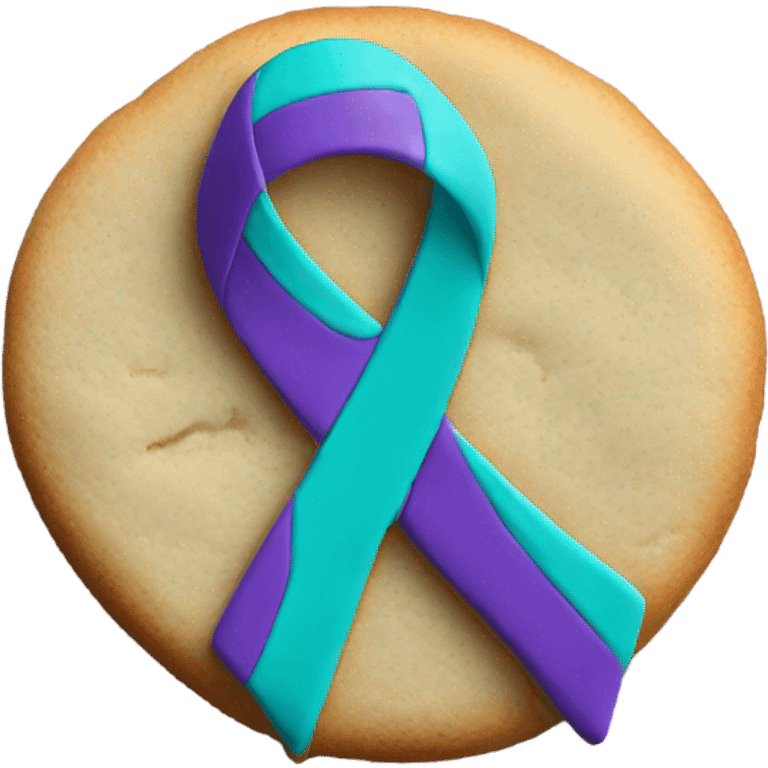 Purple teal Suicide awareness ribbon, heart cookie emoji