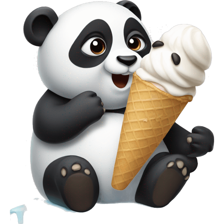 Panda eating ice cream emoji