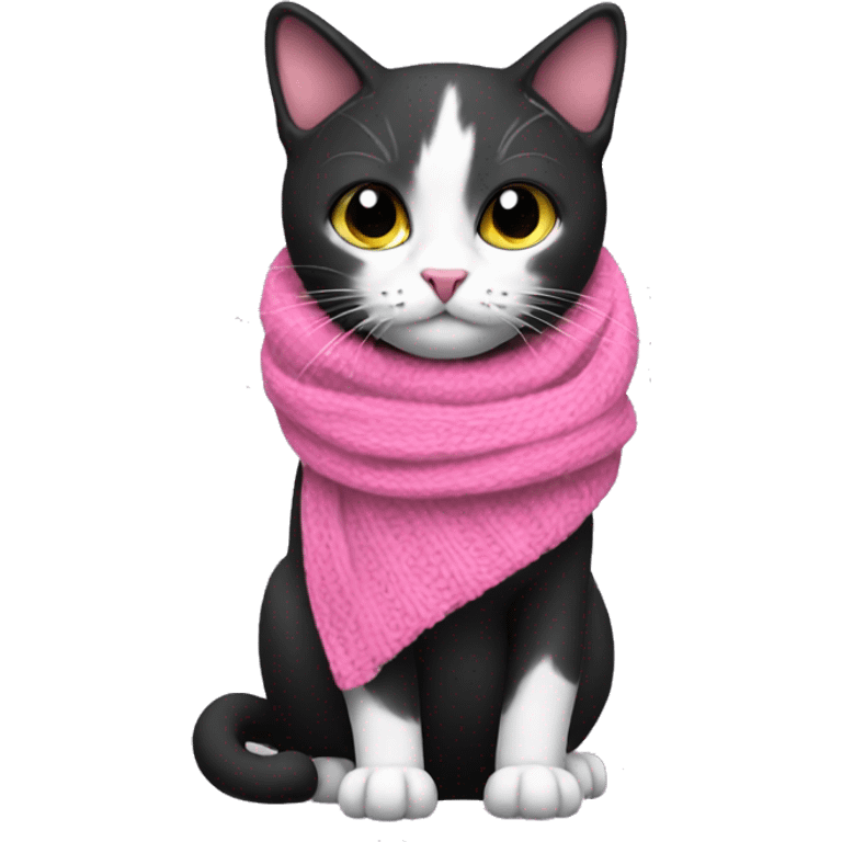 cat black White wearing pink scarf  emoji