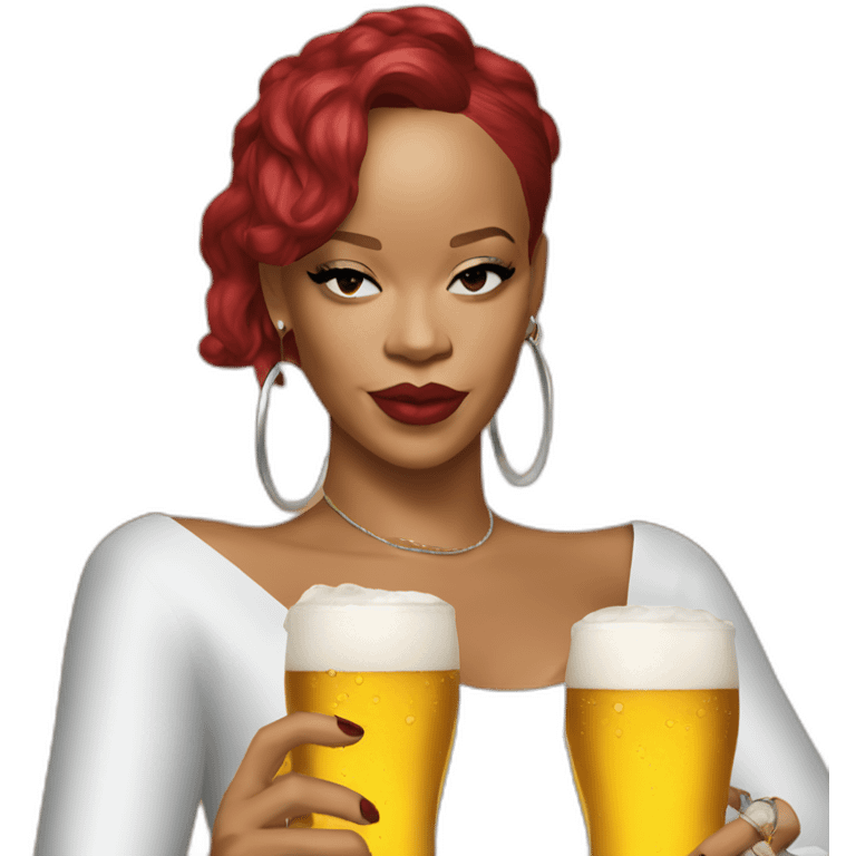 Rihanna drinks beer emoji