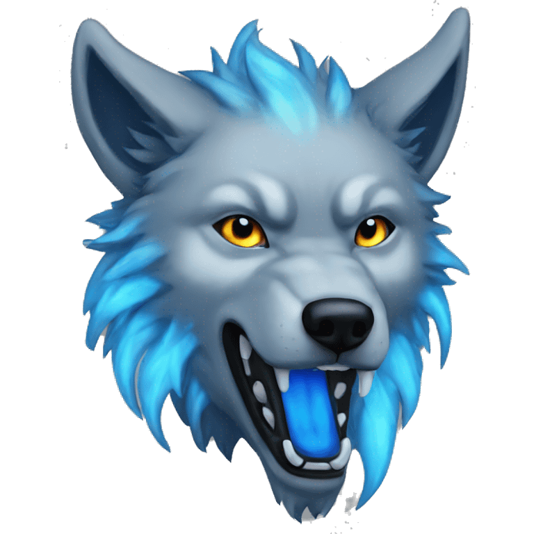 Blue flame wolf hower emoji