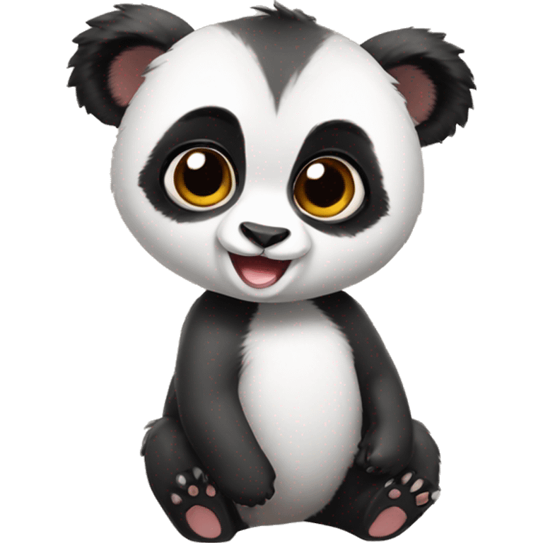 Cute panda-lemur-hybrid full body emoji