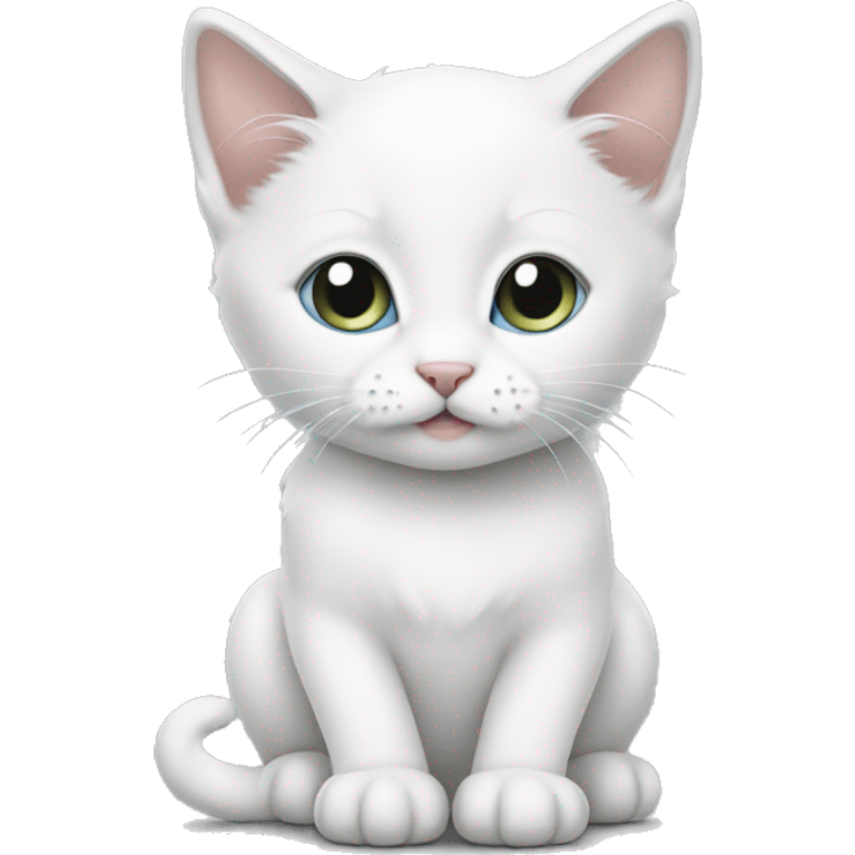 White kitten with grey  emoji