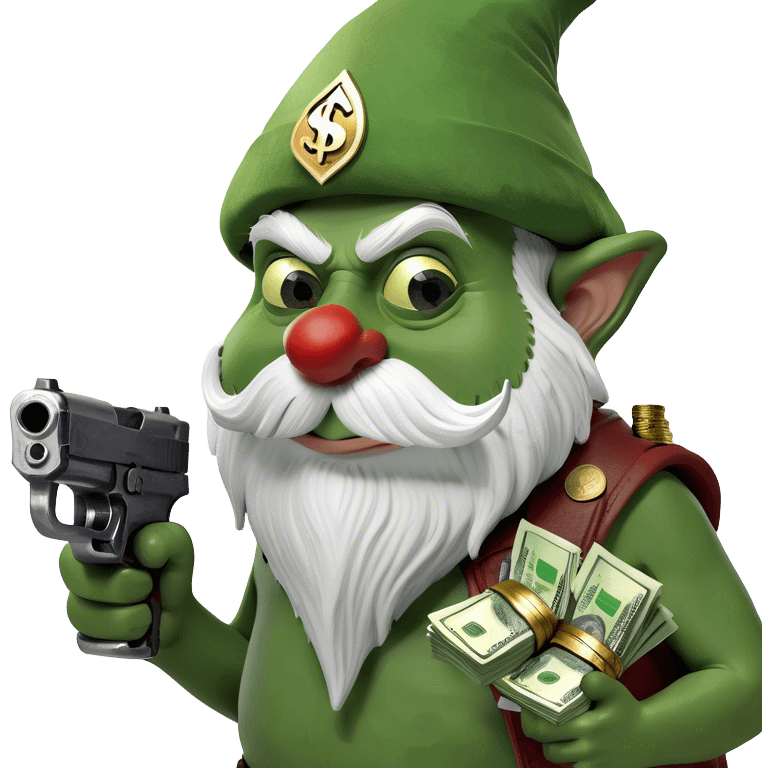 Gnome money and gun emoji