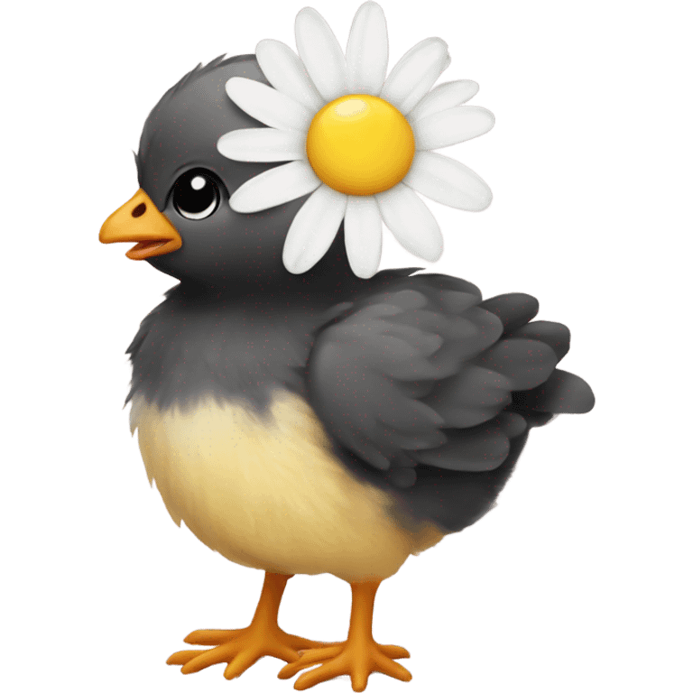 Baby chick holding a daisy emoji