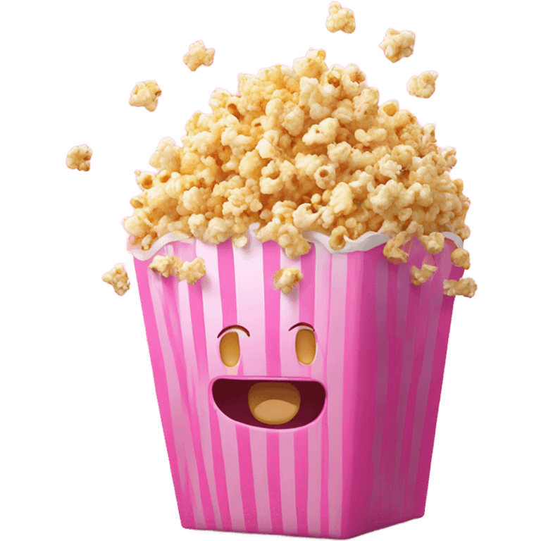 Popcorn in pink container with glitter realistic  emoji