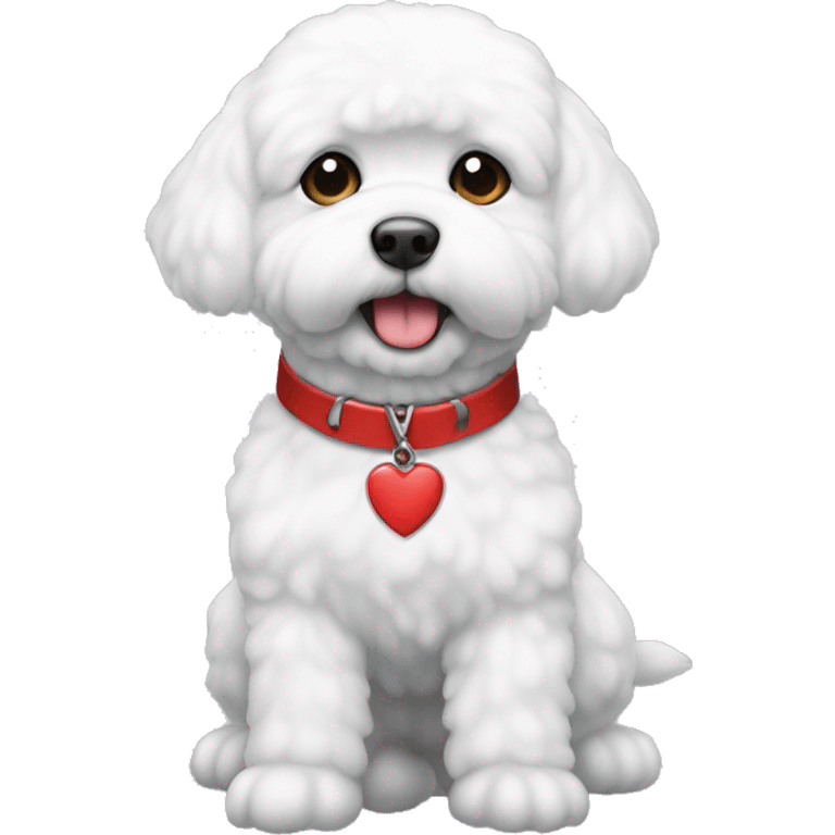 a bichon freeze with a red colar emoji