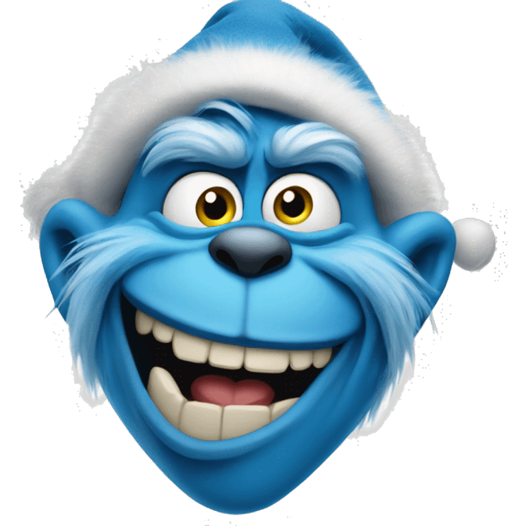 Blue grinch smirking  emoji