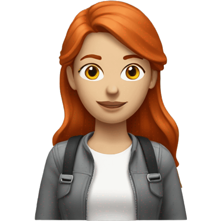 red haired young woman going on a long drive emoji