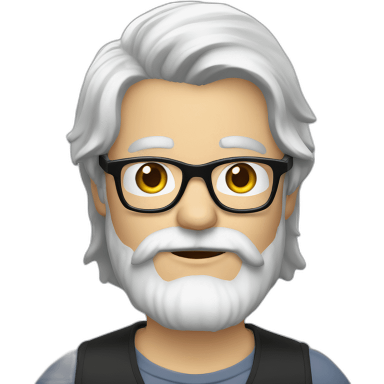 douglas gayeton - white longish hair beard black glasses camera emoji