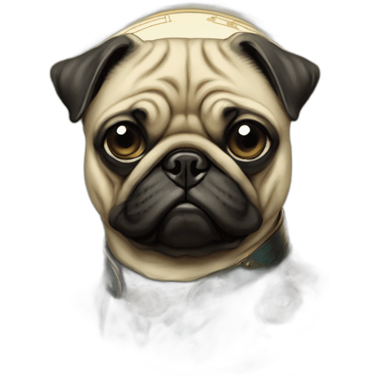 A cyberpunk pug in Art Nouveau style during 1910 emoji