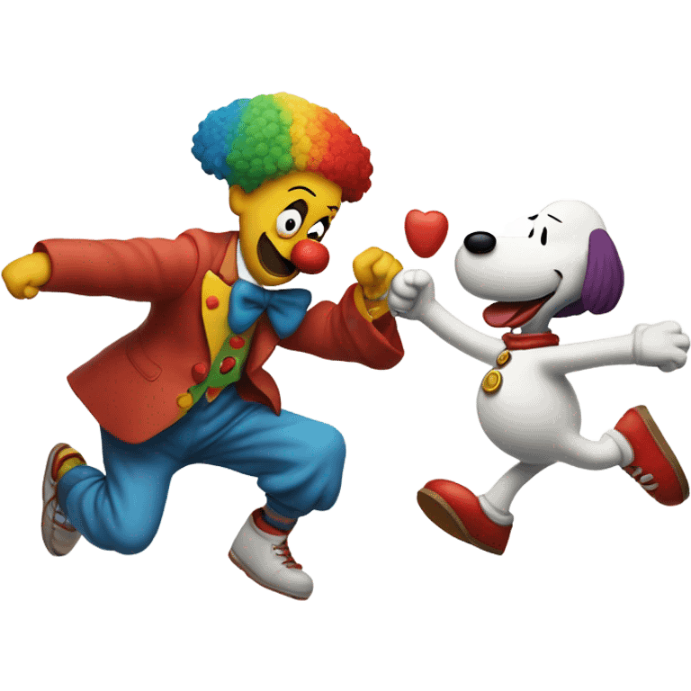 A clown fighting snoopy the dog emoji