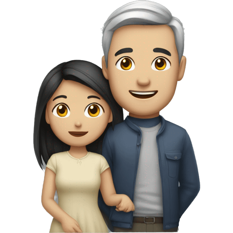 Young Asian girl with husband  emoji