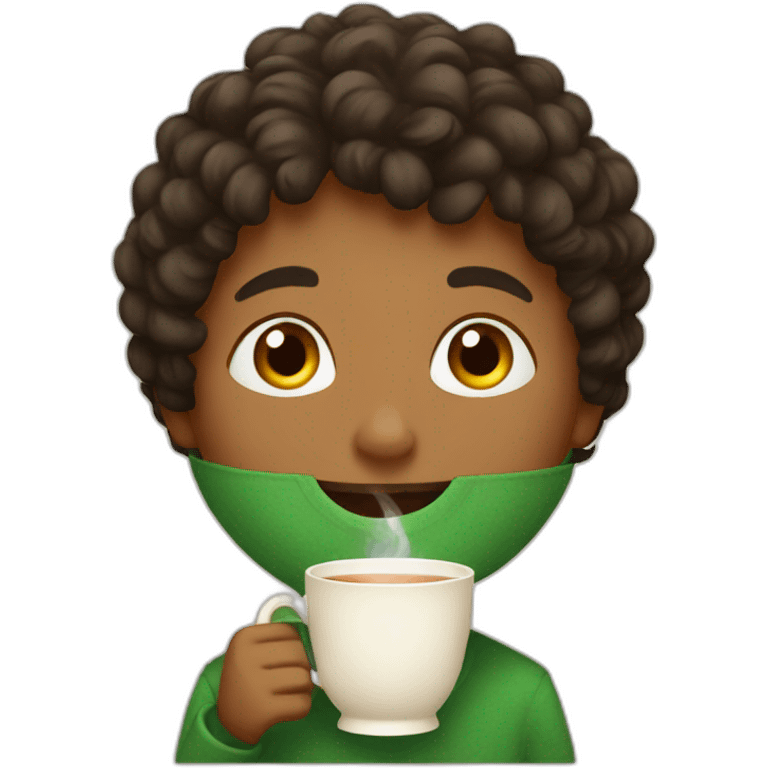 Boy with tea emoji