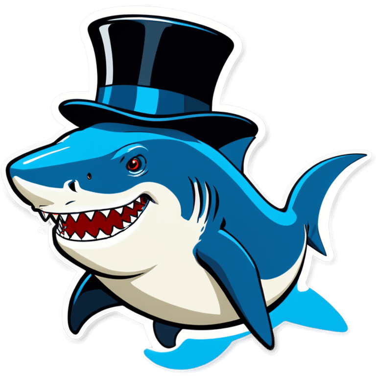 Shark with a top hat emoji