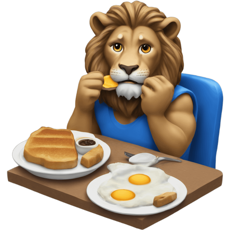 Detroit Lion eating breakfast emoji