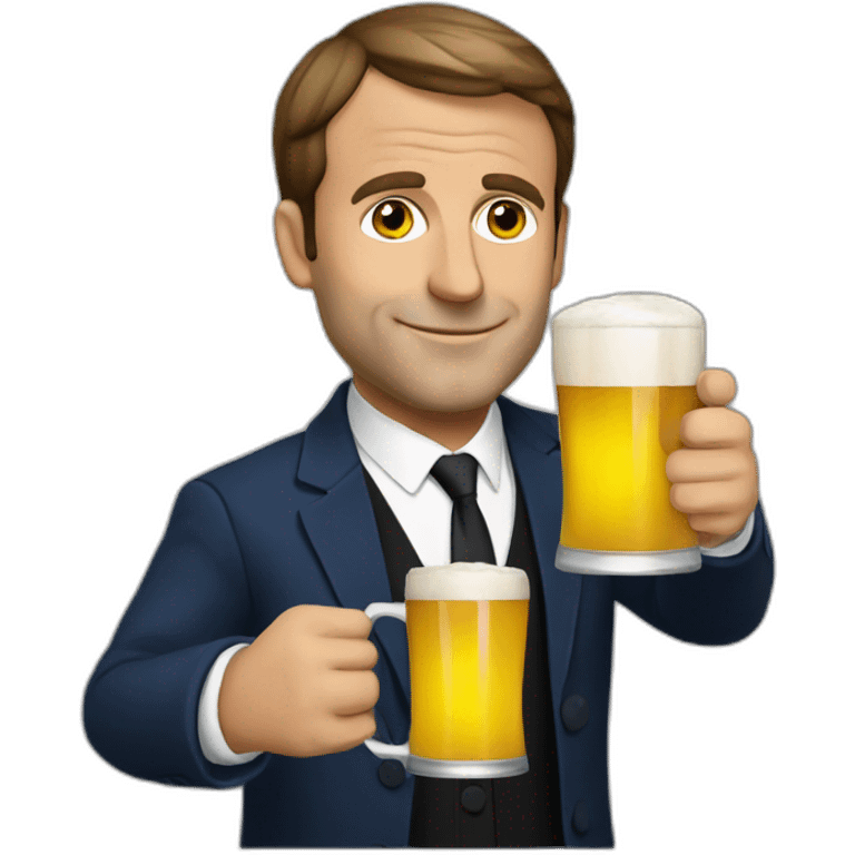 Macron-drink-beer emoji