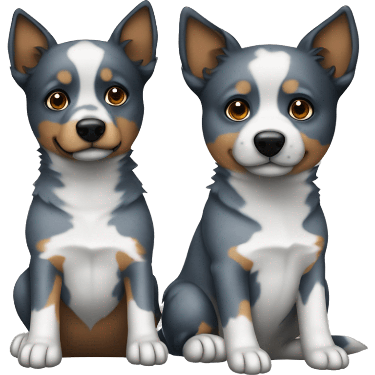 2 blue heeler dogs sitting next to each other emoji