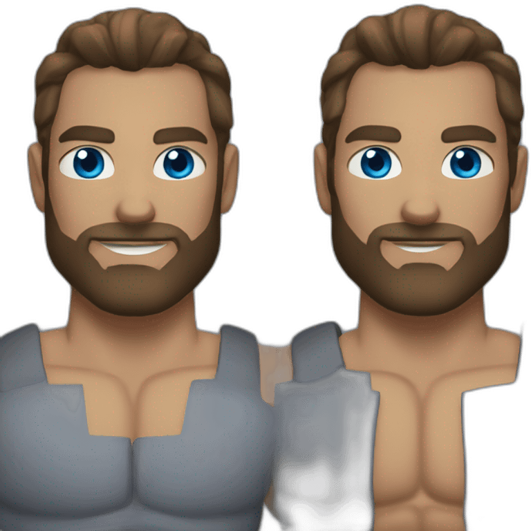 Batman Blue Eyes Brown Beard Muscle emoji