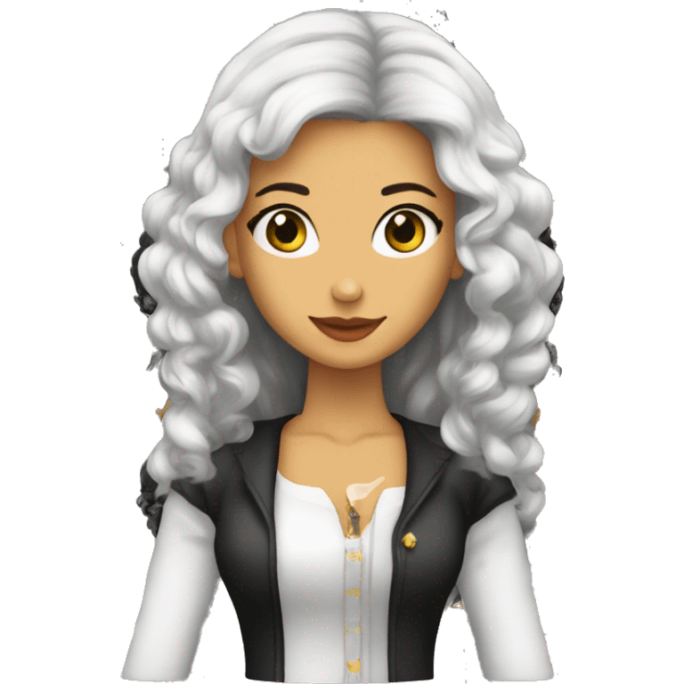 Mulher clara de cabelo longo preto liso emoji