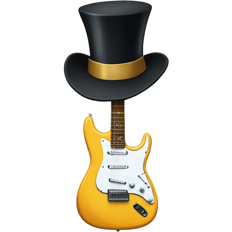 Electric guitar with a top hat emoji