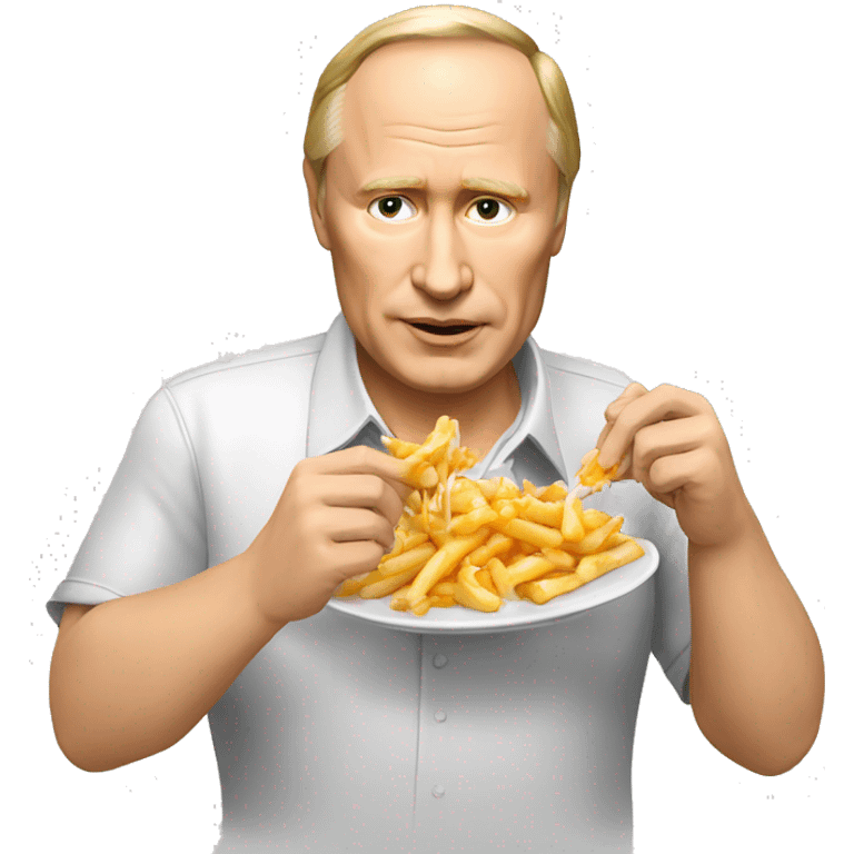 Vladimir Poutine qui mange une poutine emoji