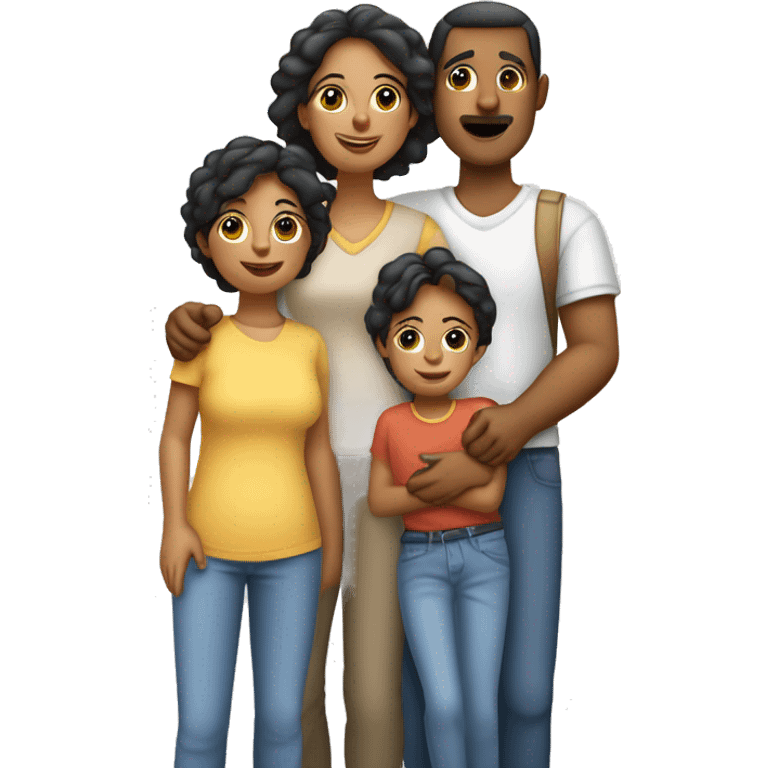 Familia de 5 personas mamá y papá dos niños y una niña  emoji