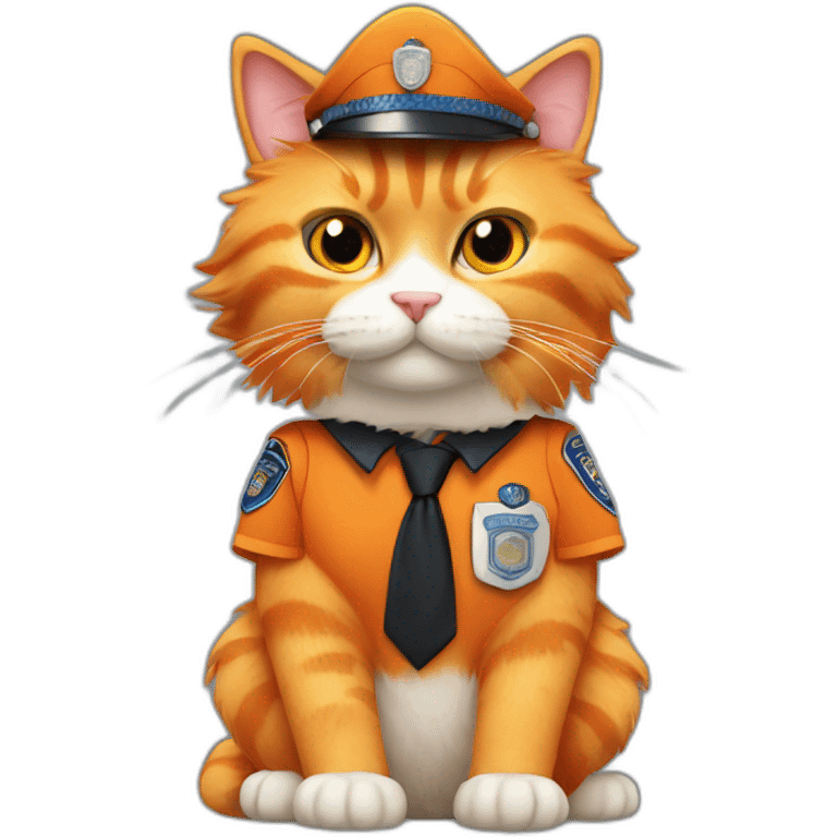 orange fluffy cat with arms and legs - police officer emoji