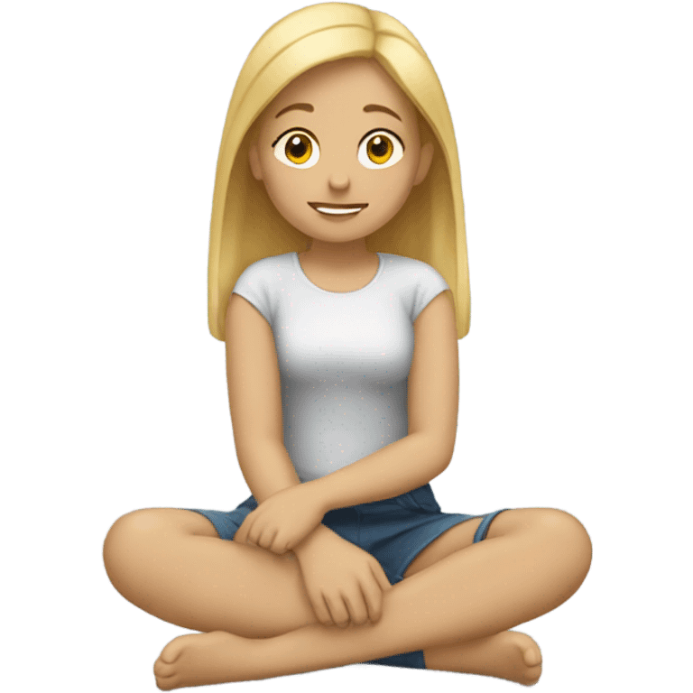 Blonde girl hands on knees emoji