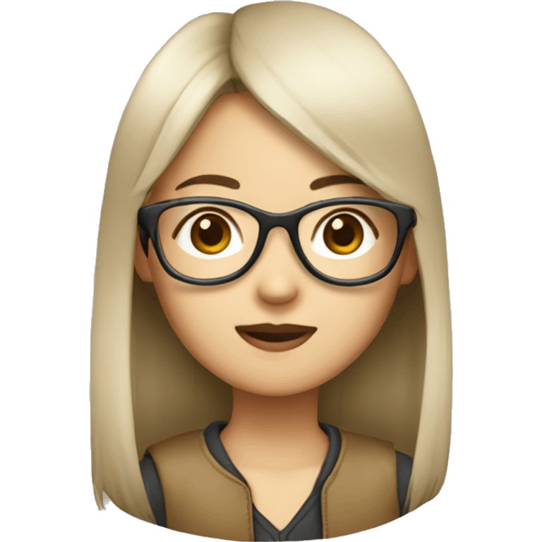 Asian girl, with long straight hair, with aviator eyeglasses emoji