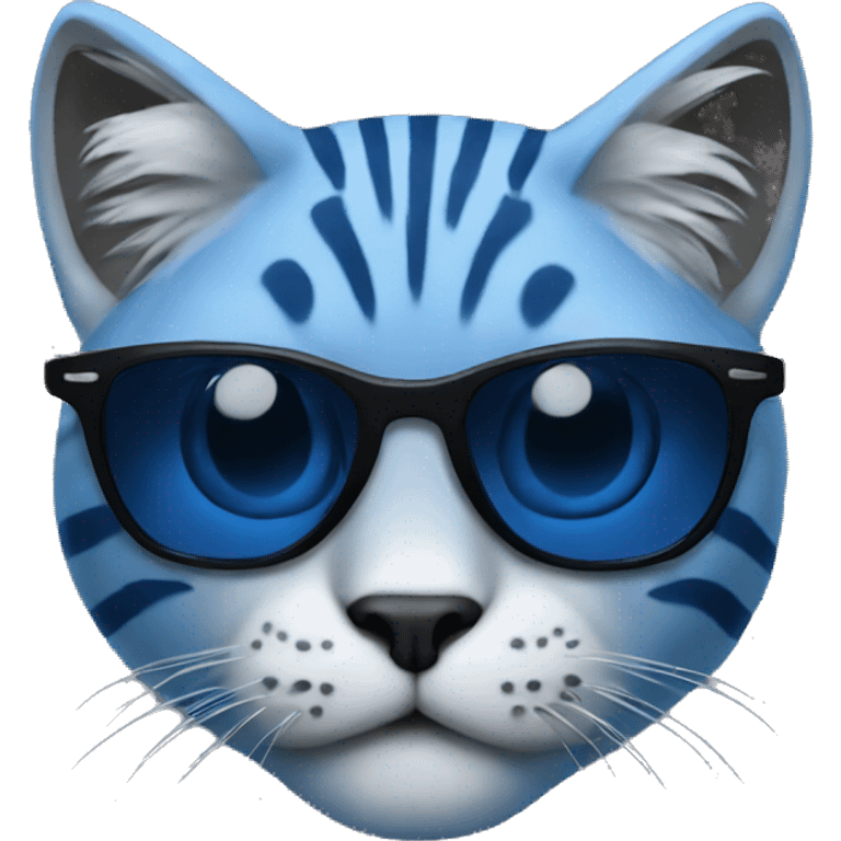 blue wildcat, with black sunglasses emoji