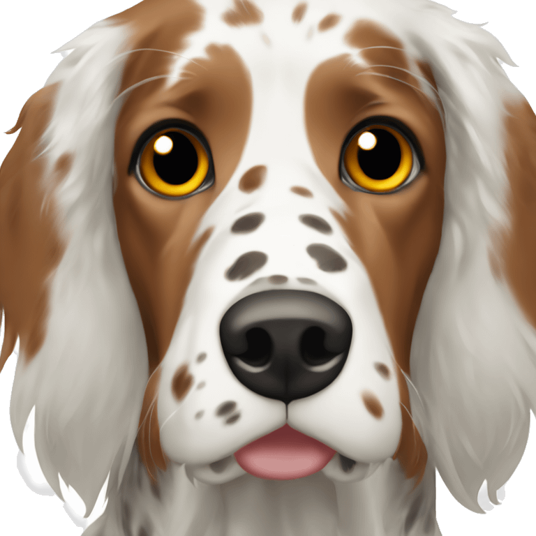 English setter witt black ear and brown face emoji