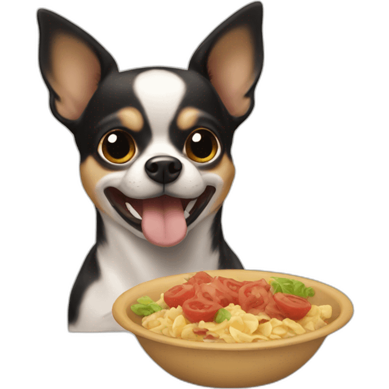 chihuahua negro comiendo emoji