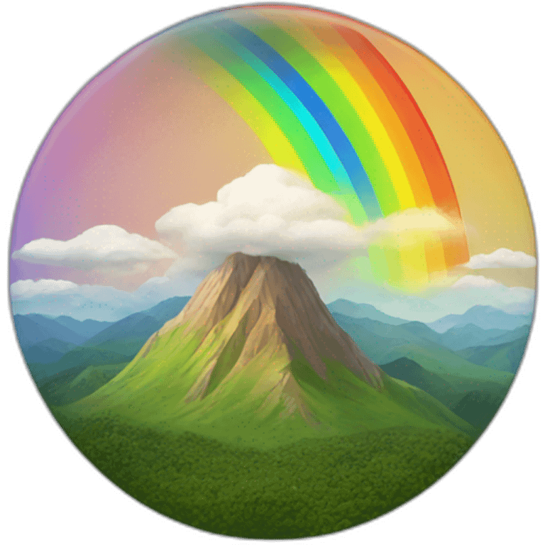 a mountain with a rainbow hoop around it emoji