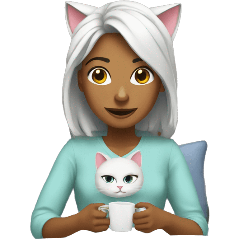 wake up with kitty emoji