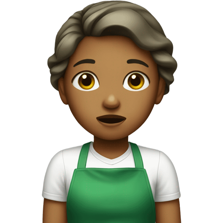 Crying girl with green apron emoji