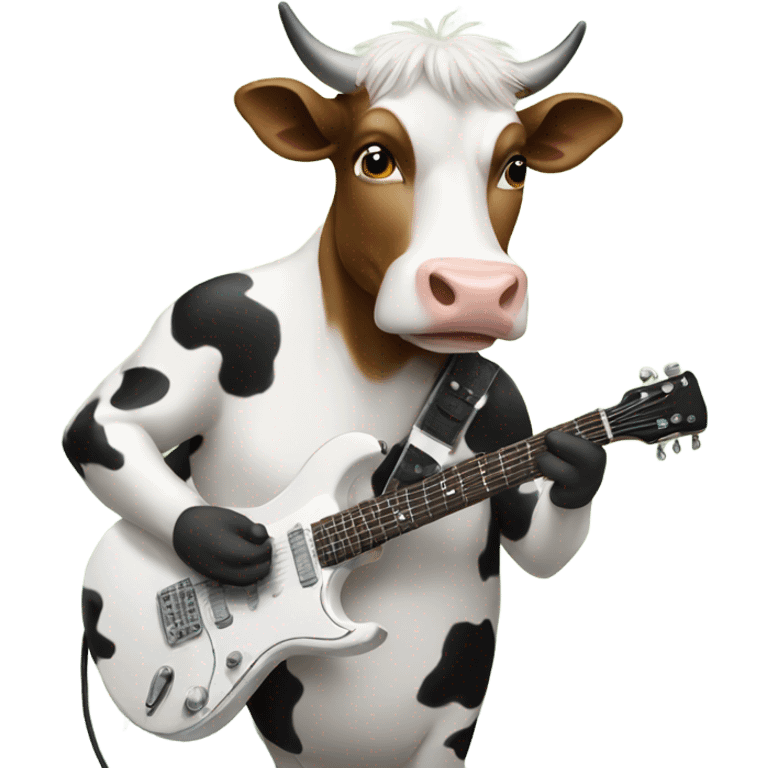 cow playing electric guitar emoji