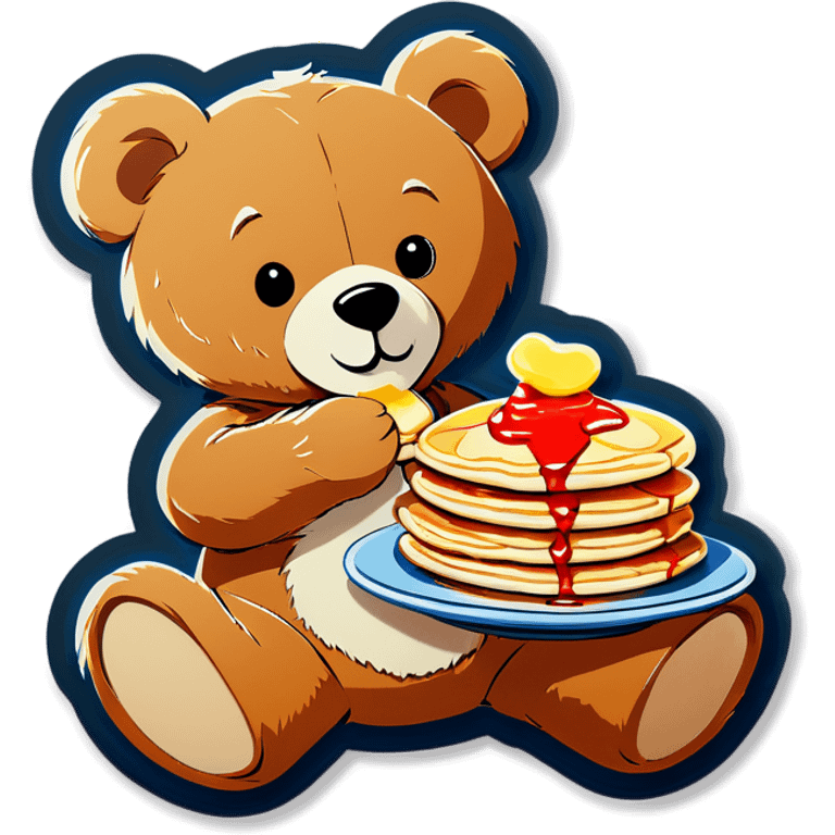 Teddy bear eating pancakes  emoji