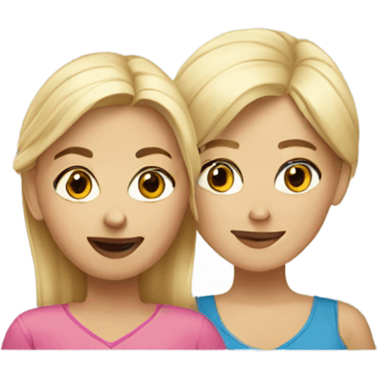 Blonde mom and dark haired daughter emoji